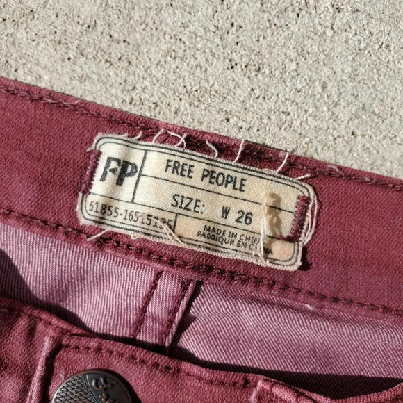 Free People Burgundy Women's Stretchy Denim Jeans Size 26 NWOT - Picture 5 of 14